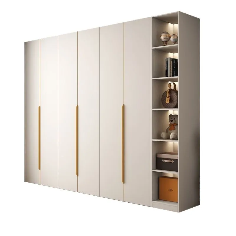 

Solid wood household bedroom wardrobe is strong and durable, modern simple cream wind belt top cabinet simple wardrobe