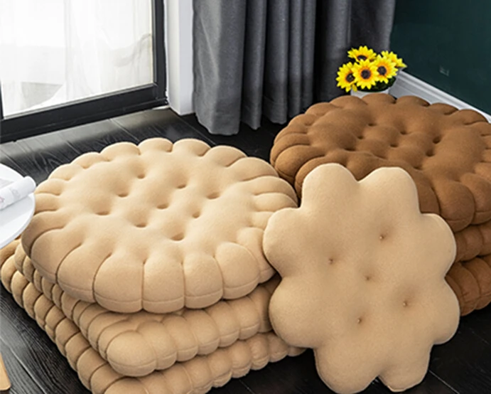 

Cushion Cute Biscuit Thickened Office Long Sitting Tatami Mat Cushion Seat Rectangular Chair Cushion Plush Decoration