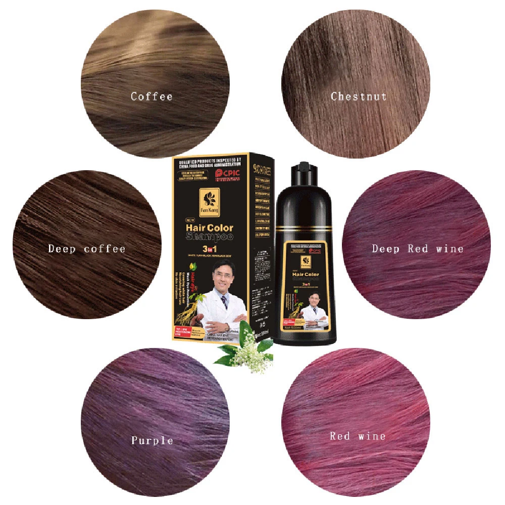 500 ml 3 In 1 Haarfarbe Shampoo Schwarz Haarfärbemittel Bedecken Weißes Haar Shampoo Schwarz Pflanzenhaarfärbemittel Schnelle Haarfärbecreme Styling DIY