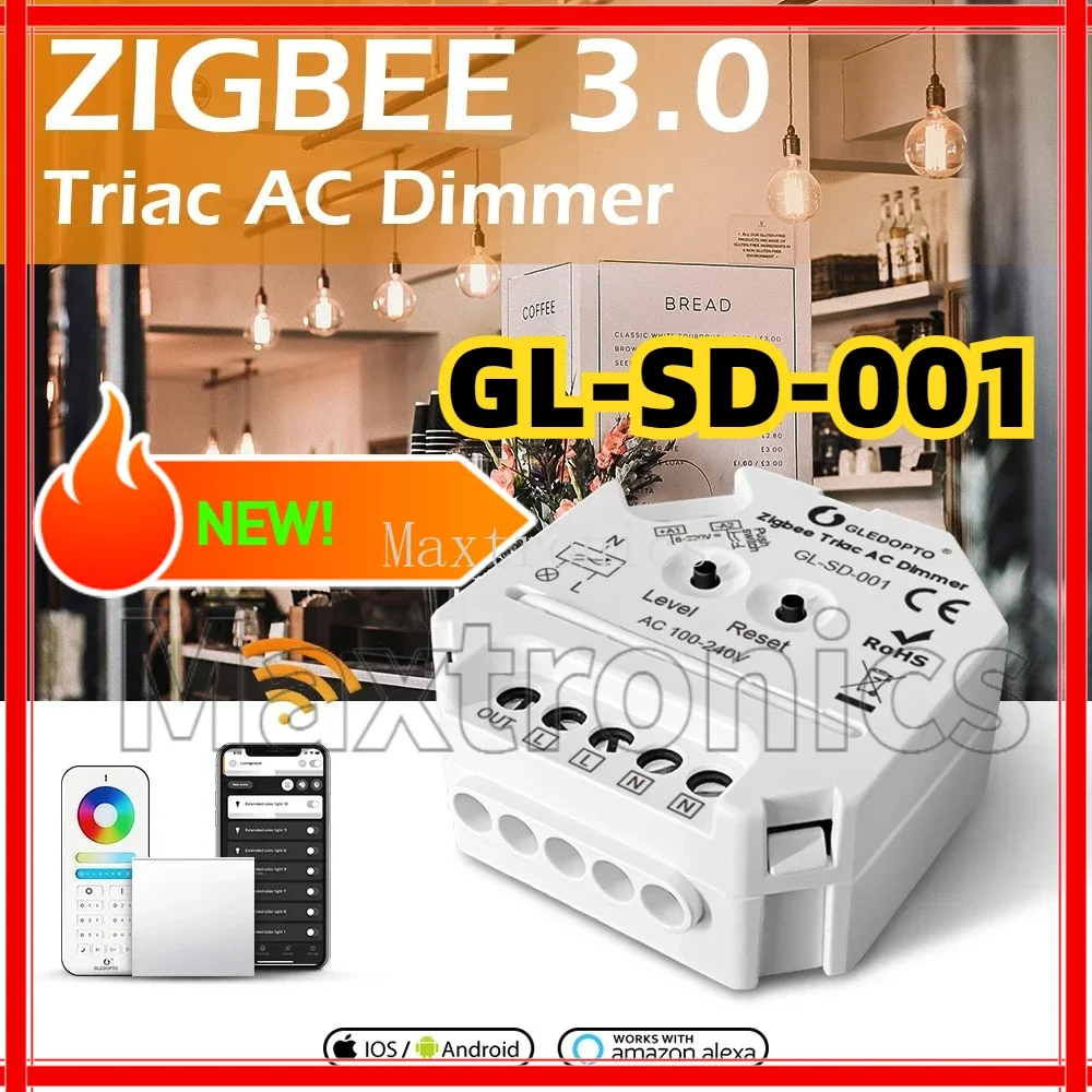 Zigbee 3.0 Triac AC Dimmer GL-SD-001 Mini Smart Light Dimmer 220V Dimmable Push Switch Module Compatible 2.4G RF Remote Control