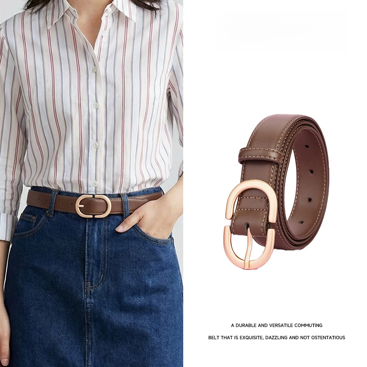 ceinture-pour-femmes-septwolves-boucle-ovale-marron-accessoire-decoratif-tendance-pour-jeans-et-tenues-decontractees-cuir-de-vachette-double-couche