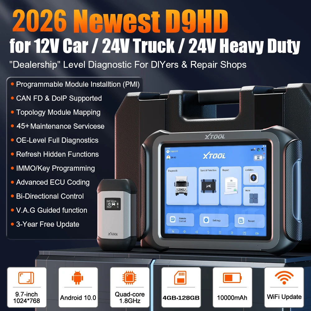 For D9 HD Code Reader 2 Years Warranty Universal OBD2 Car Diagnostic Scanner with Full System Scan and 12-24V Compatibility