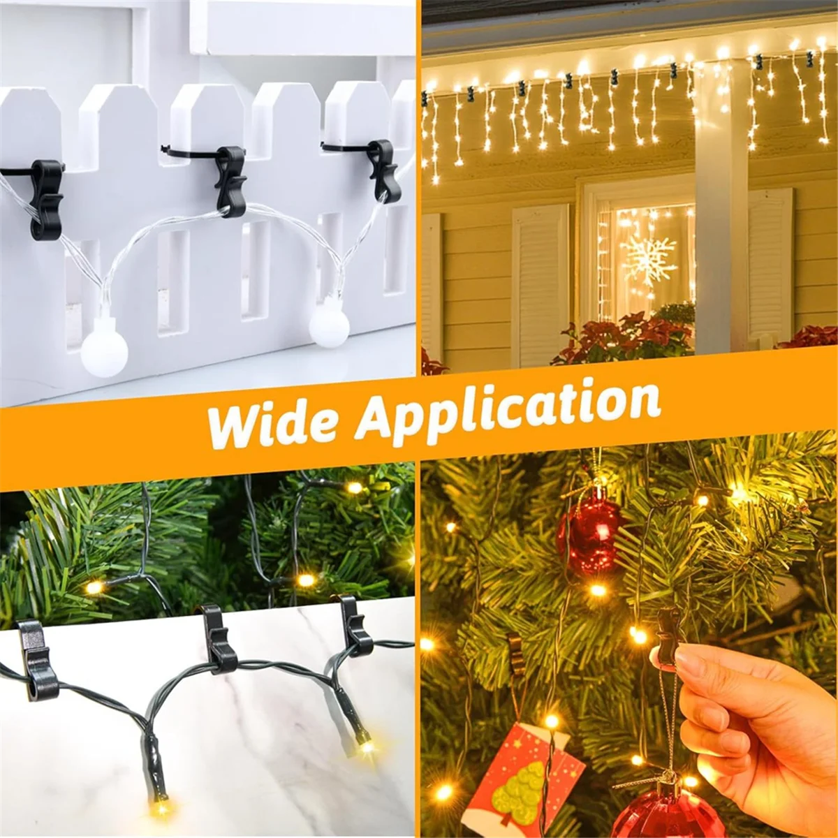 A39M 120 Buah Kait Talang Luar Ruangan, Kait S Dapat Digunakan Kembali, untuk Menggantung Lampu Natal, Lampu Peri Es, Dekorasi Pohon Natal