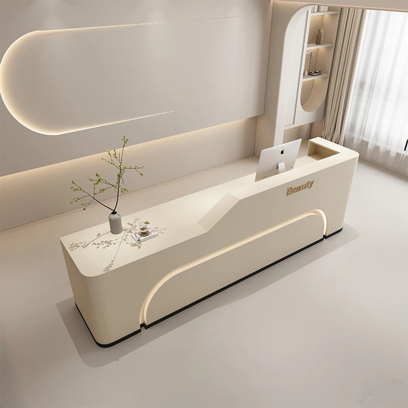 مكتب الاستقبال المحاضرة الاقتصادية طاولات مكتبية أنيقة مكتب الاستقبال منحني تصفيف الشعر Bancone Per Negozio الأثاث الحديث #6