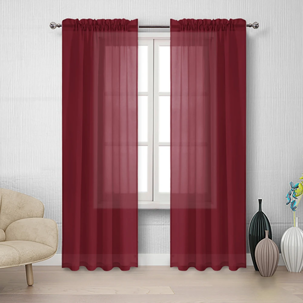 Window Curtains for Kitchen  Shading Solid Pink Sheer Curtains for Living Room Decoration Modern Tulle Voile Organza Curtains