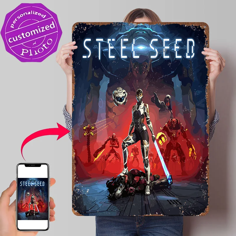 Steel Seed Game Cover Art 3D Texture Metal Poster Customized Wall Art Tin Sign Gift for Mancave Garage Decoration Room Wand Deko