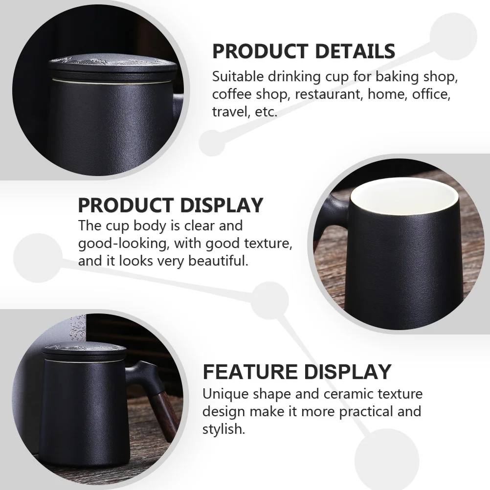 

1Set Stylish Filter Ceramic Mug Fine Craftsmanship Heat Resistant Tea Water Separation Cup for Baking Shop Travel Restaurant
