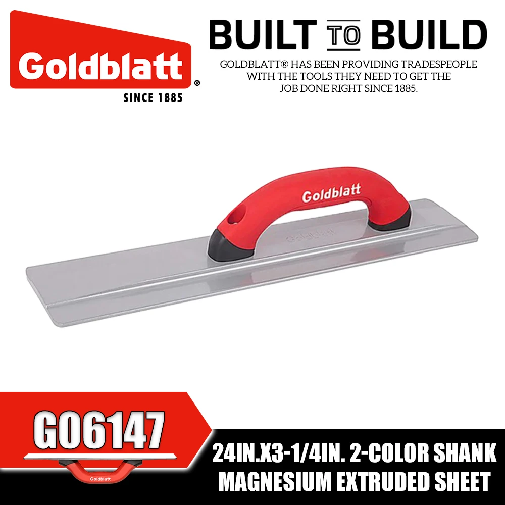 GOLDBLATT G06147 24IN.X3-1/4IN. 2-Color Shank Magnesium Extruded Sheet Plaster Trowel Construction Tools