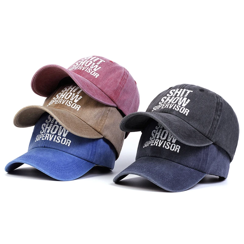 Unisex SHIT SHOW SUPERVISOR Print Wash Baseball Caps Spring and Autumn Outdoor Adjustable Casual Hats Sunscreen Hat