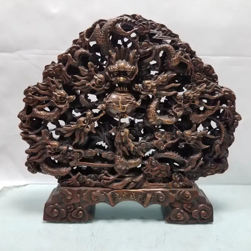 Copper Kowloon play bead ornament, Kowloon wall zodiac dragon, Qinglong, Shenlong Panlong home furnishing entrance office handic