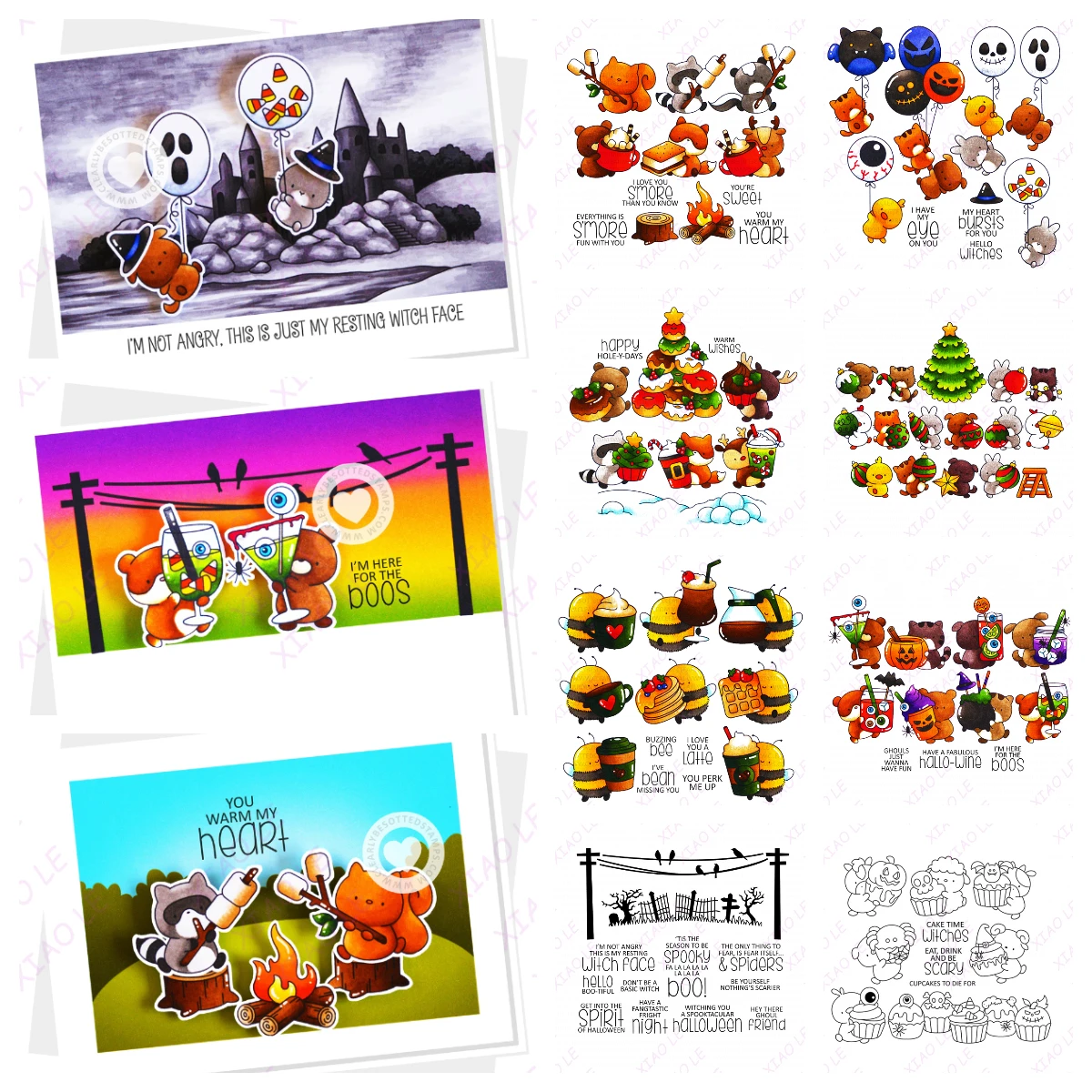 

2025 Happy Halloween Scary Sentiments Clear Stamps and Metal Cutting Dies Sets for DIY Craft Making Greeting Card Scrapbooking