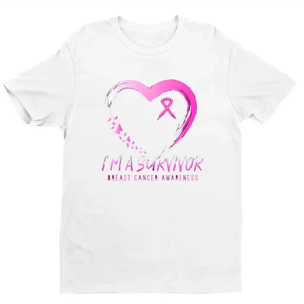 I'm A Survivor Shirt Gift for Breast Cancer Fighters Awareness Pink Ribbon Design Breast Cancer Support Graphic T Shirts Cotton image 5