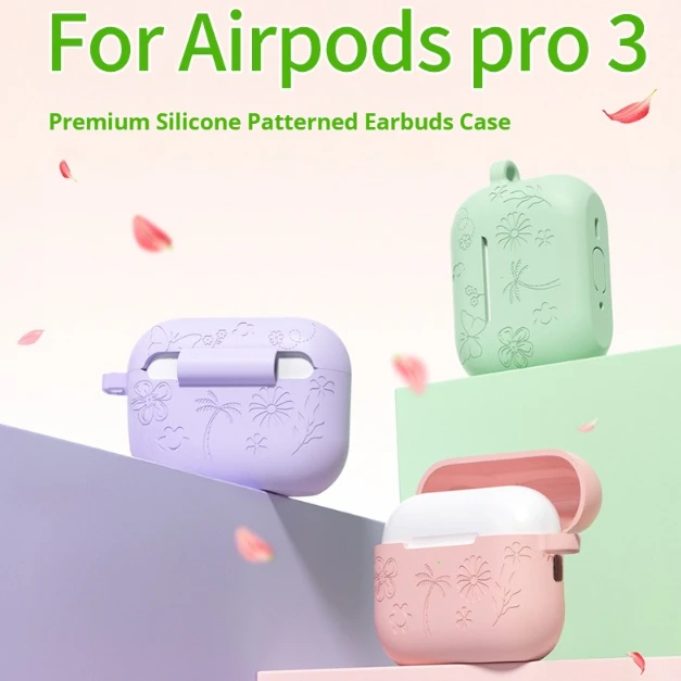 3D-Blumen-Schmetterlings-Muster-Hülle für AirPods Pro 3 2022, weiches Silikon, Cartoon-süße Hülle für Airpods Pro3-Hüllen, Funda mit Haken