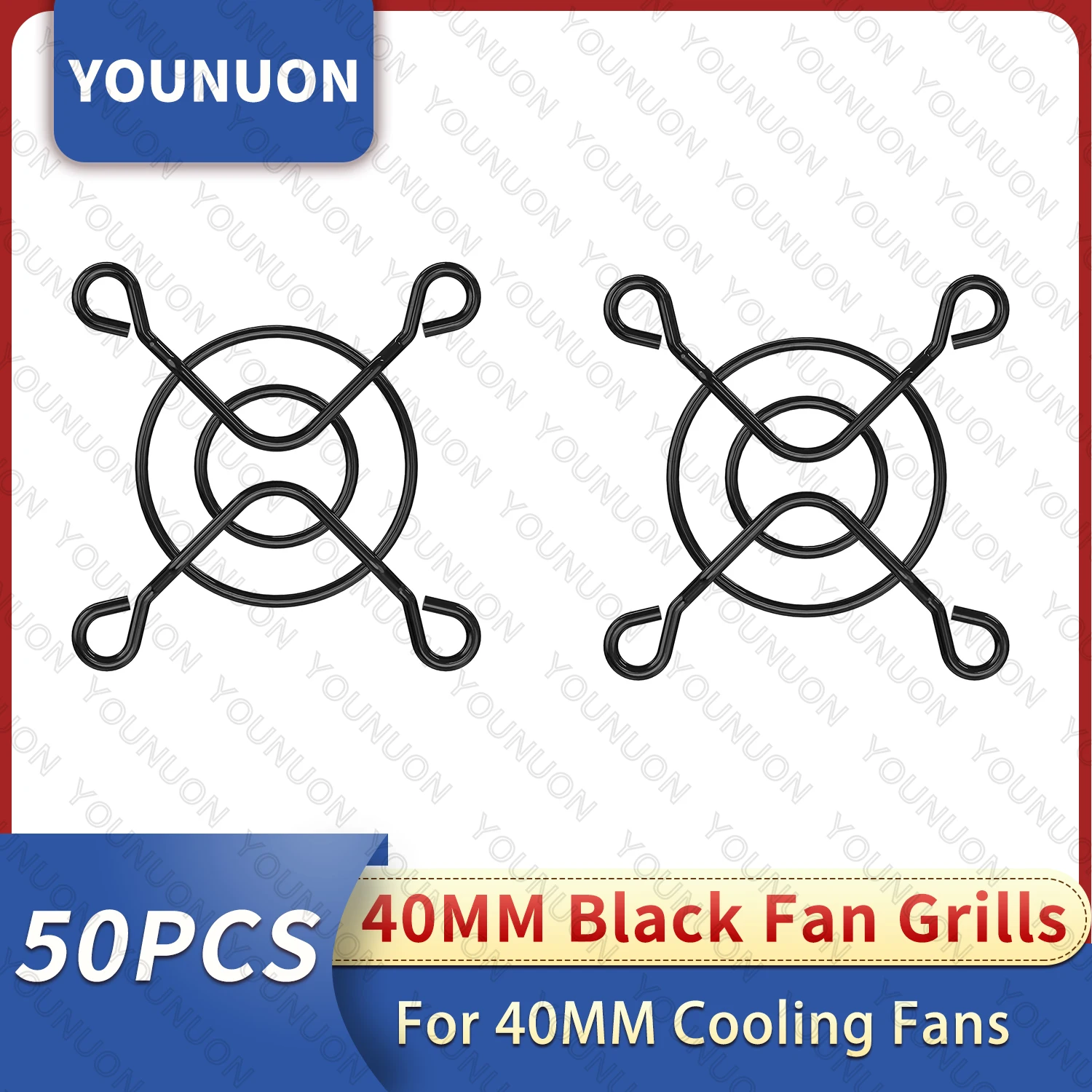 50Pcs YOUNUON 40MM Black Metal Steel  Fan Protector Finger Guard Grill Net 40X40MM 4CM Fan Grills