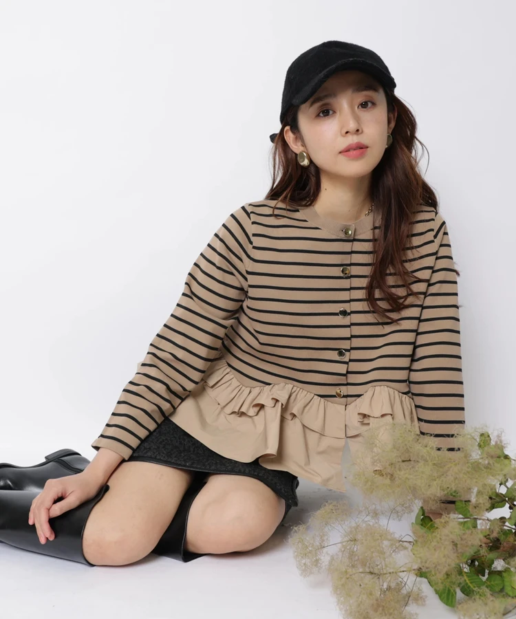 Fashionable Stripe Knitted Sweater Loose Fit Color Block Neckline Long Sleeve Women's Autumn Winter Casual Style Breathable