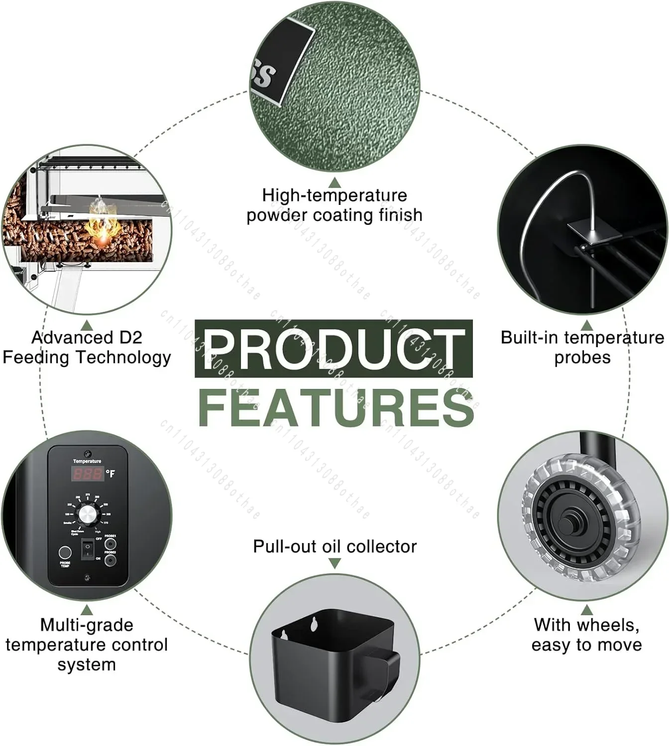 For Outdoor Grill with Auto Feed & PID Temperature Control (180-450°F)456 Sq BBQ Grills