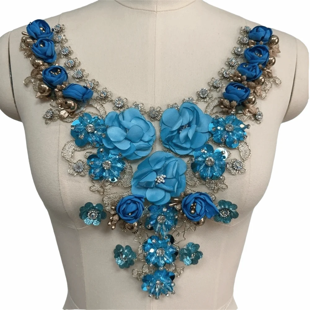 

Fashion Embroidered Flower Collar 3D Flower Applique Lace Sewing Applique Flower Collar Patch Soft Chic Fake Collar