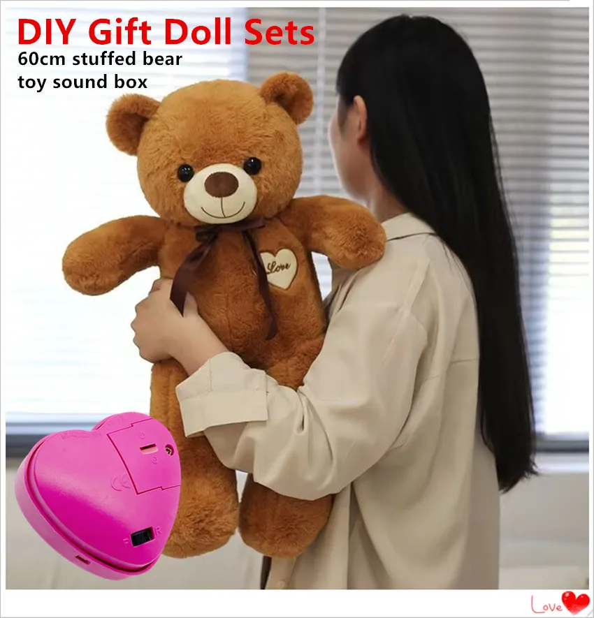 IN STOCK- Plush Toy Stuffed Bear Sets 60cm Kawaii Bear Baby Doll Super Soft and Toy voice box for DIY Birthday Gifts