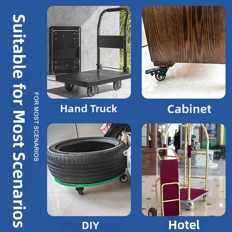 3 Inch Heavy Duty Caster Wheel Swivel Caster Silent Brake Wheel Black Thickened Trolley Cart Caster for Furniture Cart