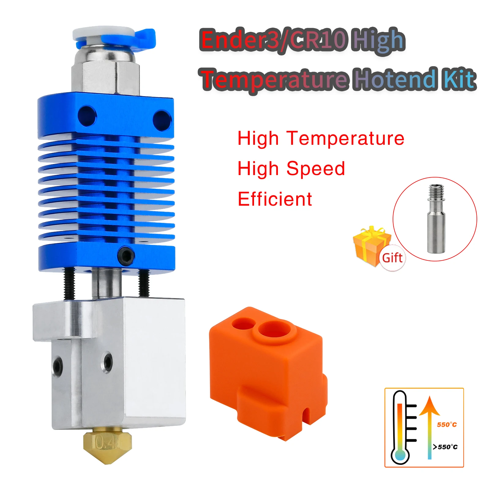 CR10 High Temperature Printing Hotend For Ender 3 ,Ender 3 V2,CR 10,CR 10S Extruder J-head 550℃ Upgrade Print Head Hot End Kit