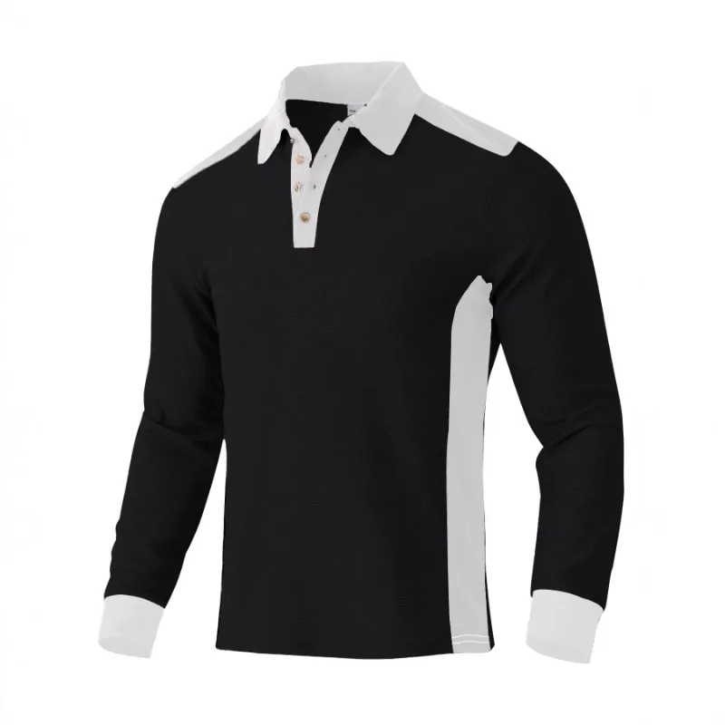 

Мужские рубашки поло с длинным рукавом из вафельного трикотажа, с цветными вставками, на пуговицах, повседневные топы-хенли для мужчин