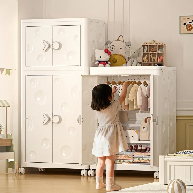 Foldable Baby Wardrobe Thickened Fabric Clothes Storage Cabinet Large Capacity Nursery Organizer for Infant Garments