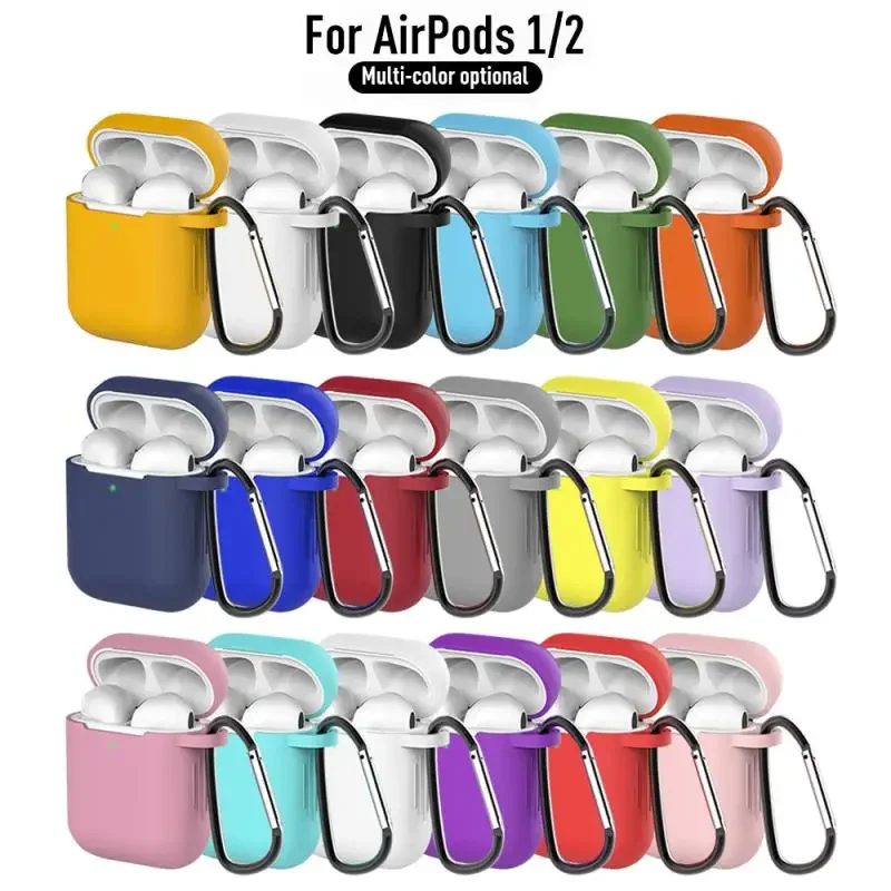 Silicone Cases For Airpods 1/2 Luxury Wireless Earphone Protective Cover Anti-drop Housing For With Hook Headphone Accessories
