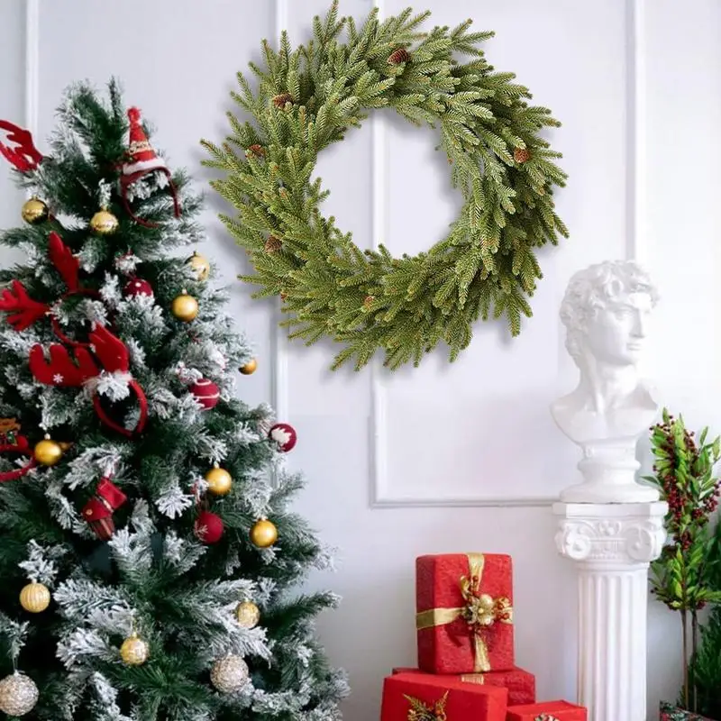 Artificial Wreaths Christmas Farmhouse Decor Christmas Wreath 23 Inch Simulated Wreath Wall Decor Front Door Wreath Pine Wreath