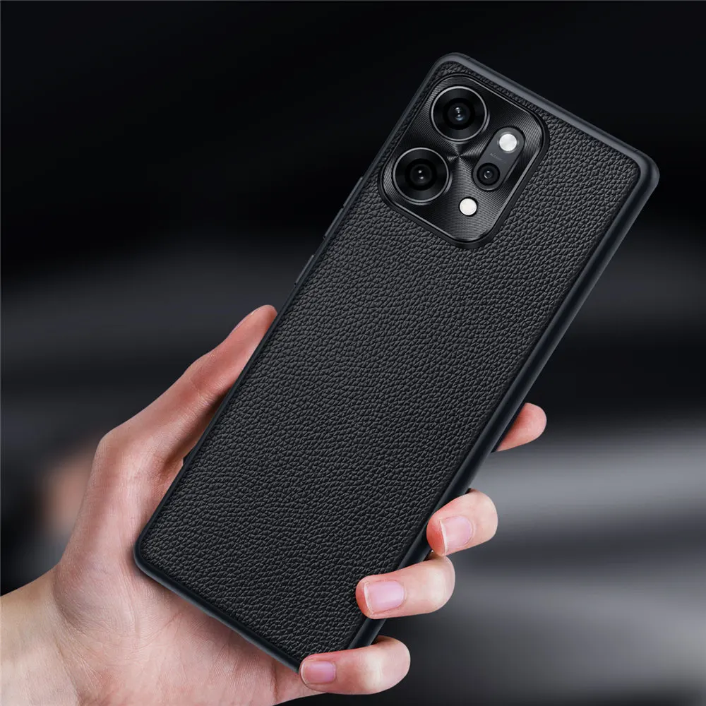 

Чехол премиум-класса из воловьей кожи с полузавернутым чехлом для OPPO Reno 14 Pro 14, тонкий матовый бронечехол