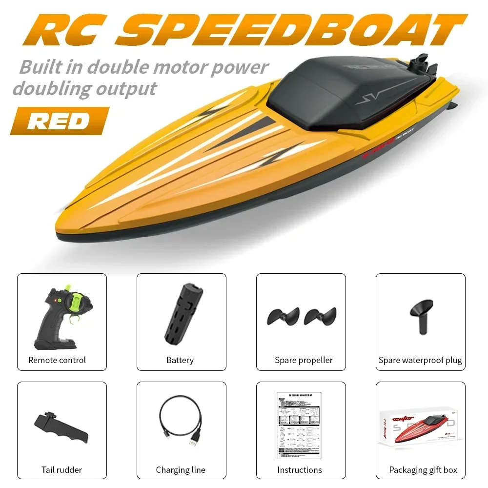 RC Boat 2.4G TY2 RC High Speed Racing Boat Waterproof Rechargeable Model Electric Radio Remote Control Speedboat Toys Gift