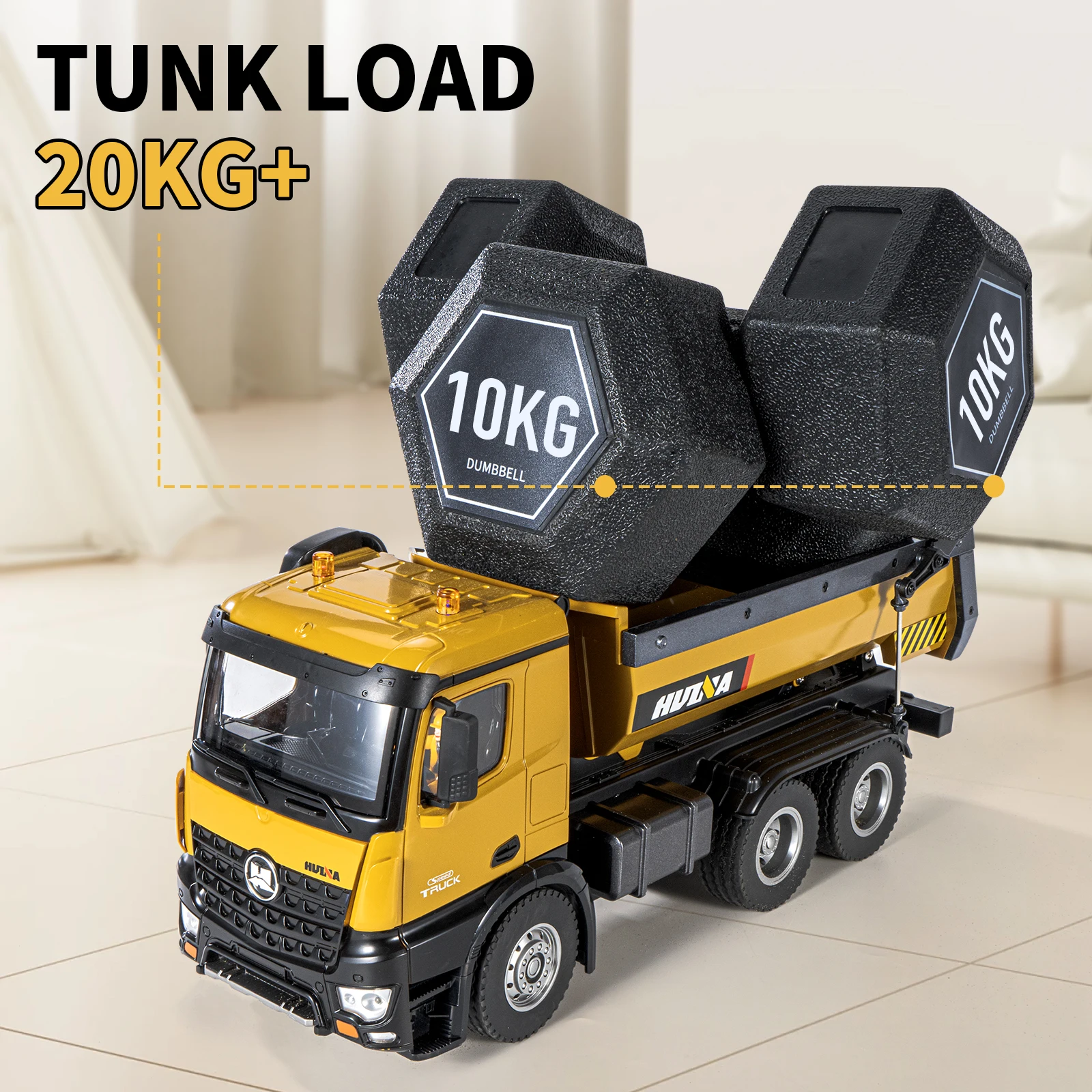 HUINA 1/14 RC Alloy Remote Control Dump Truck 2.4GHZ 10CH Wireless Remote Control Engineering Vehicle Model Boy Children\'s Toy