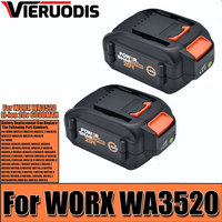For WORX WA3520 6000mAH Li-ion Battery New For WORX WA3525 20V Replacement For WORX WA3511 WA3512 WA3522 WA3575 Model Battery