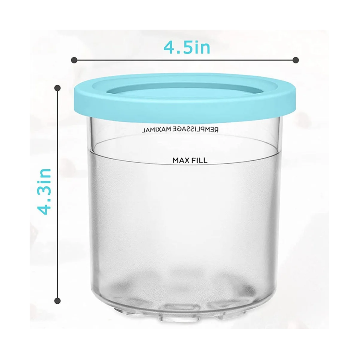 حاوية آيس كريم A09G مع غطاء بديل لكريمي نينجا، متوافقة مع صانع الآيس كريم NC301 NC300 NC299AMZ