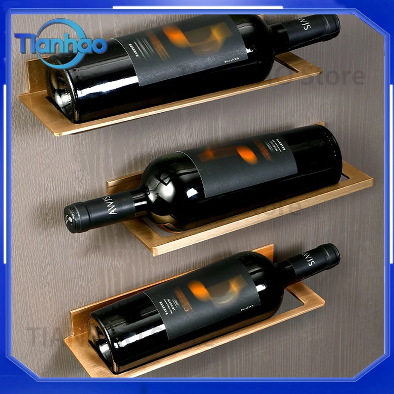 Wall Mounted Wine Bottle Storage Rack Metal Wall Mount Wine Shelf Hanging Wine Bottle Display Rack for All Standard Bottles