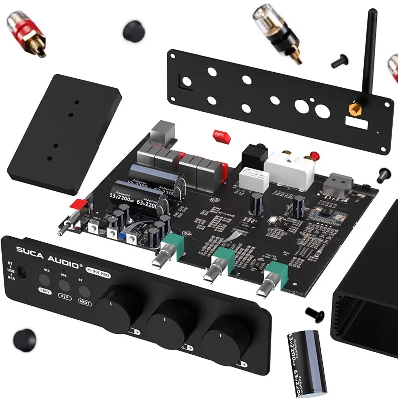 300W+300W Class D Amplifier QCC3034 Bluetooth 5.2  HIFI Power Amplifier TPA3255 Chip Bass/Treble Control for Home Theater