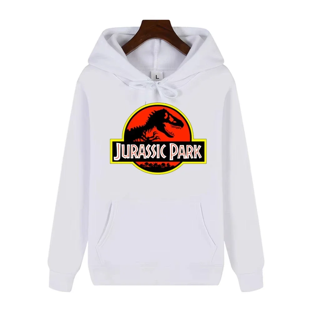 2026 Men's high-end quality Jurassic Park pattern print Autumn Winter thick warm outdoor hooded hoodie Harajuku Leisure fashion