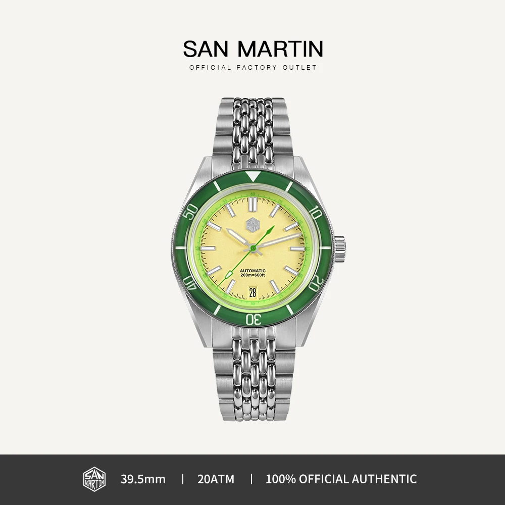 

San Martin 39.5mm Men Diver Watch Original Design Fruit Style NH35 Mechanical Watches Sapphire Bezel Luminous 20Bar SN0116G-B