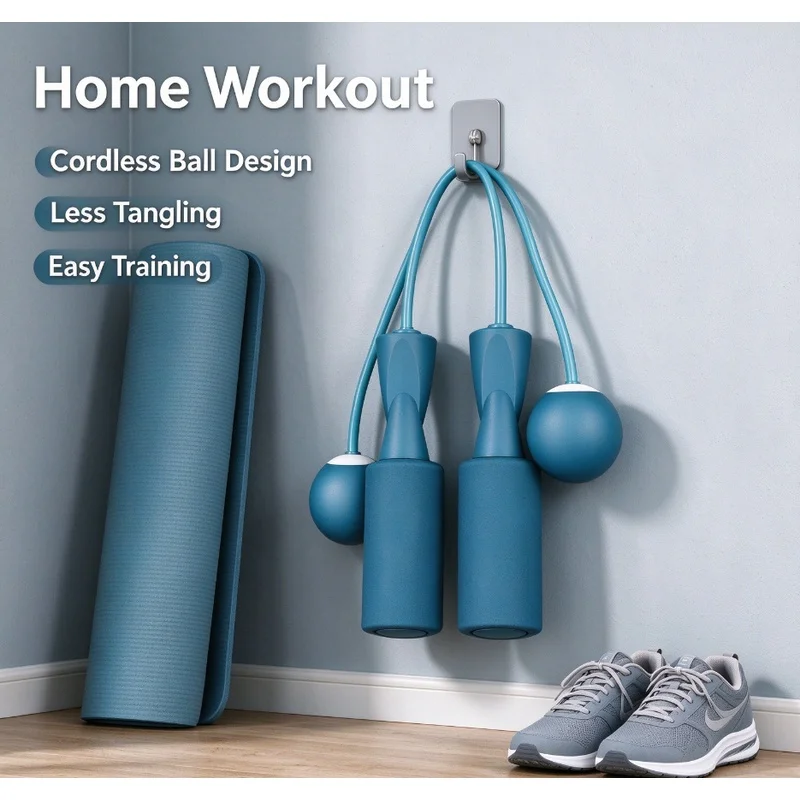 Cordless Jump Rope With Heavy Balls Sports Fitness Training Bodybuilding Exercise Rapid Speed Skipping Rope Home Gym Equipment gallery 4