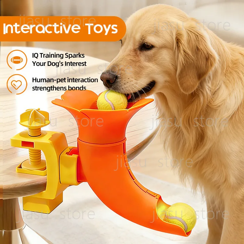 Pet Automatic Ball Throwing Machine, Tennis Launch Toy with Feeding Function for Indoor Outdoor
