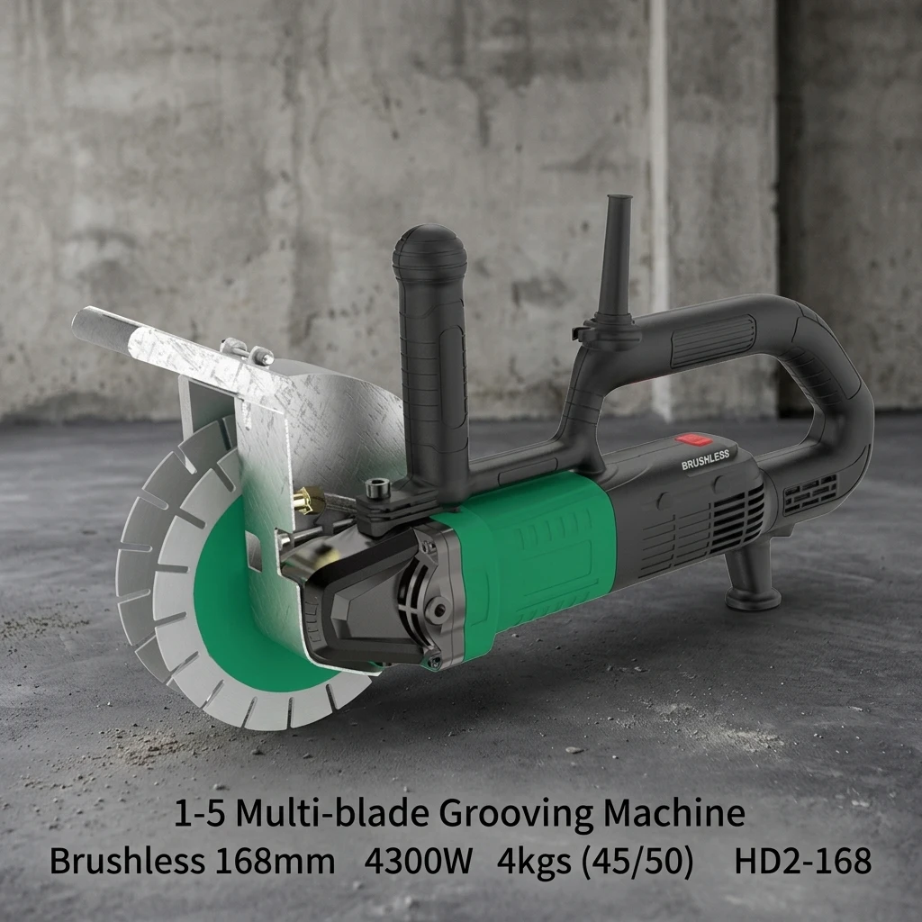 168mm Electric Brushless 4300W Multiple Blades Powerful Cutter Concrete Cutting Wall Slot Groove Machine 50x45mm Max Cut Depth