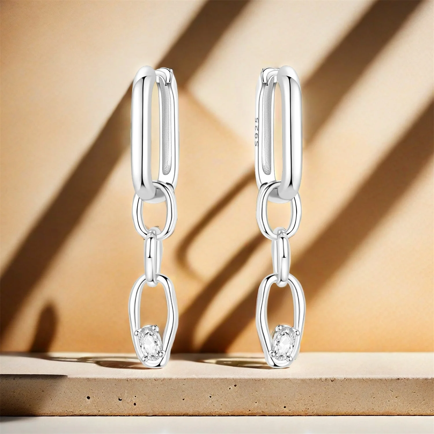 PANPOKI 925 Sterling Silver Detachable Chain Earrings Jewelry Hoop Earrings Women Jewelry Party Trendy Festival Gifts - Image 5