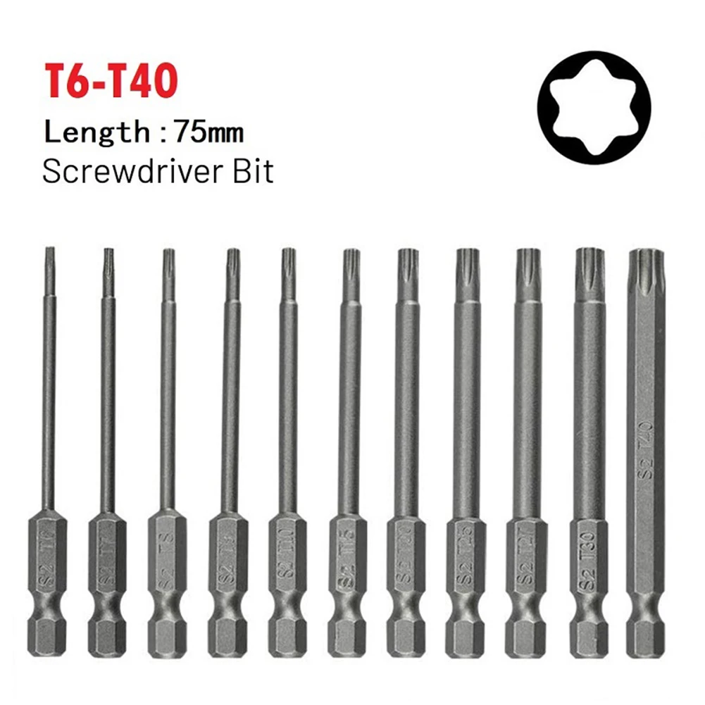 

5pcs 75mm Long Torx Screwdriver Bit Set 1/4 Inch Hex Magnetic Electric Screwdriver Bits Security Tamper Proof Star Bits Driver