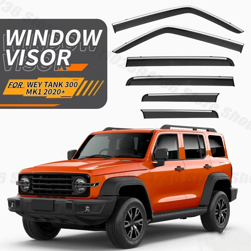 Window Visors for GWM Tank 300 2020 Model 6pcs Side Window Rain Guard Wind Deflector Weathershield Vent Visor for Car Windows