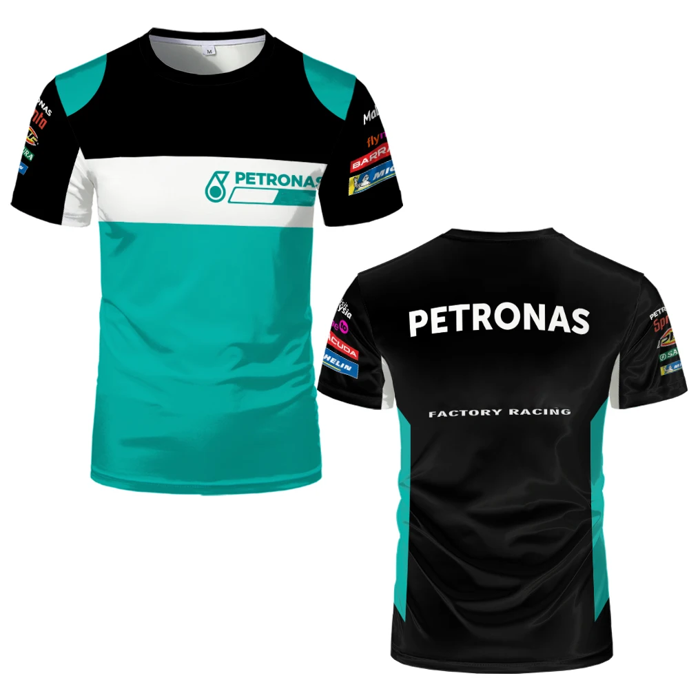 2025new traffic jam T-shirt F1 Malaysia Petroleum Company short sleeved men's and women's outdoor extreme sports racing suit top