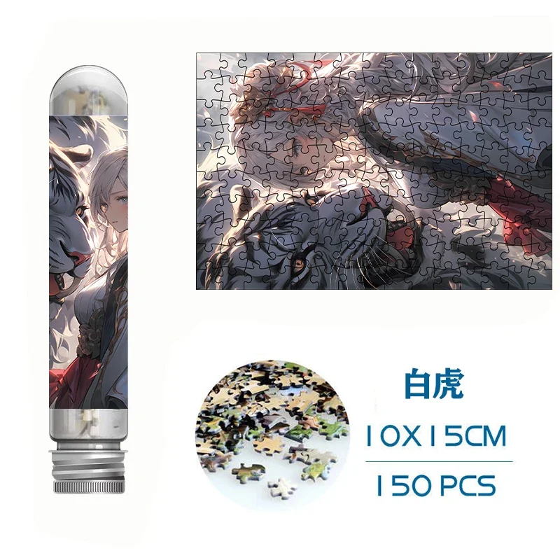 Maxrenard quebra-cabeça mini peças 150 pçs teste gato preto branco tigre tubo brinquedo educativo família jogo portátil lazer brinquedos