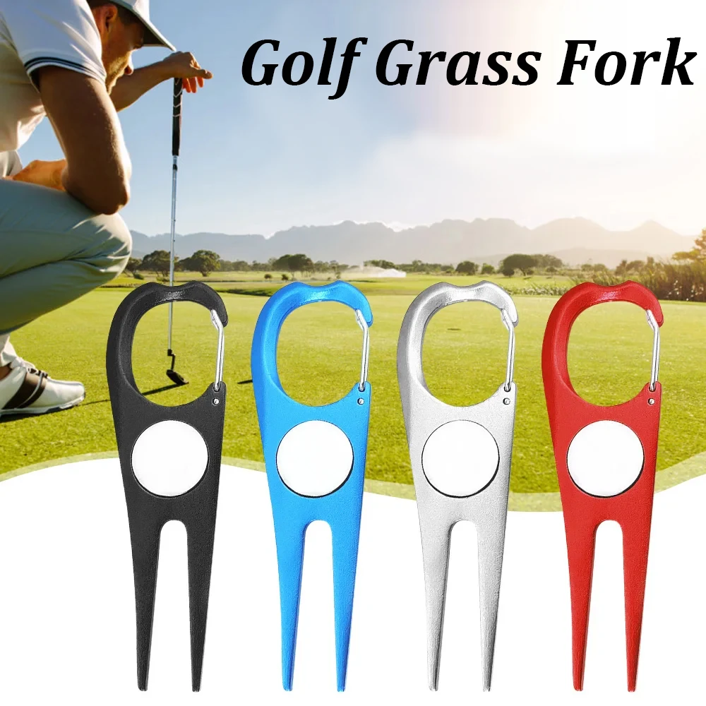 Portable Golf Grass Pitch Repair Cleaner Tools Fork Golfs Lawn Repairing Tool Wear-Resistant Aluminum Shell Metal Fork