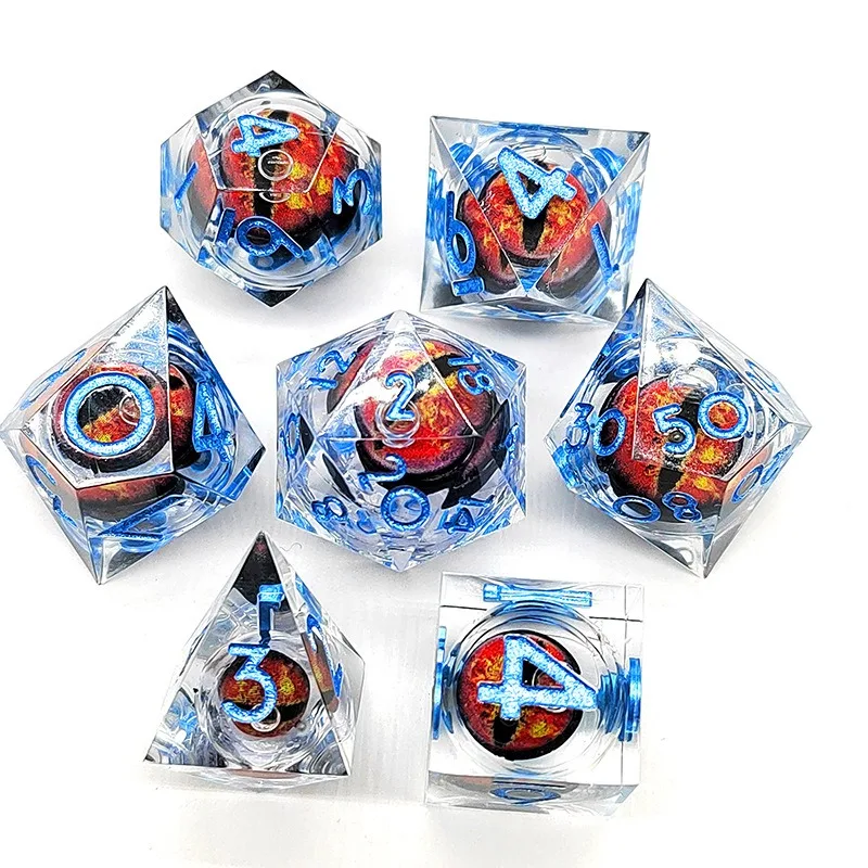 7Pcs/set New Pointed Resin Dice Dragon Eyes Can Rotate Game Dice