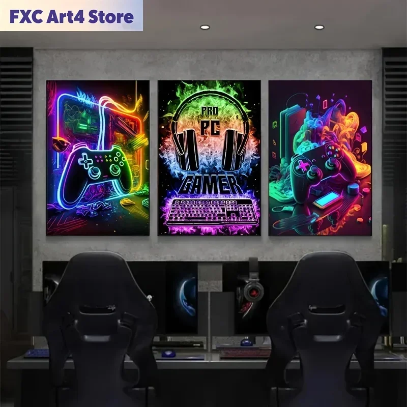 Frameless Canvas Paintings Gaming Room Gamepad Punk Style Posters Prints Wall Art Pictures Gamer Gift for Boys Children Room