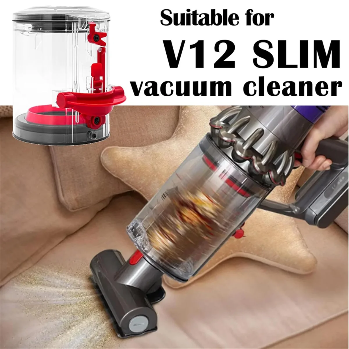 ถังเก็บฝุ่นสำหรับ Dyson V12เครื่องดูดฝุ่นแบบบางอะไหล่แปรงเก็บฝุ่นหุ่นยนต์ดูดฝุ่นทำความสะอาด