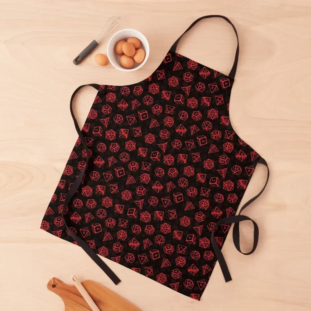 

D20 Dice Set Pattern (Red) Apron Kitchen Costume Waiter bib Kitchen And Home Items Apron